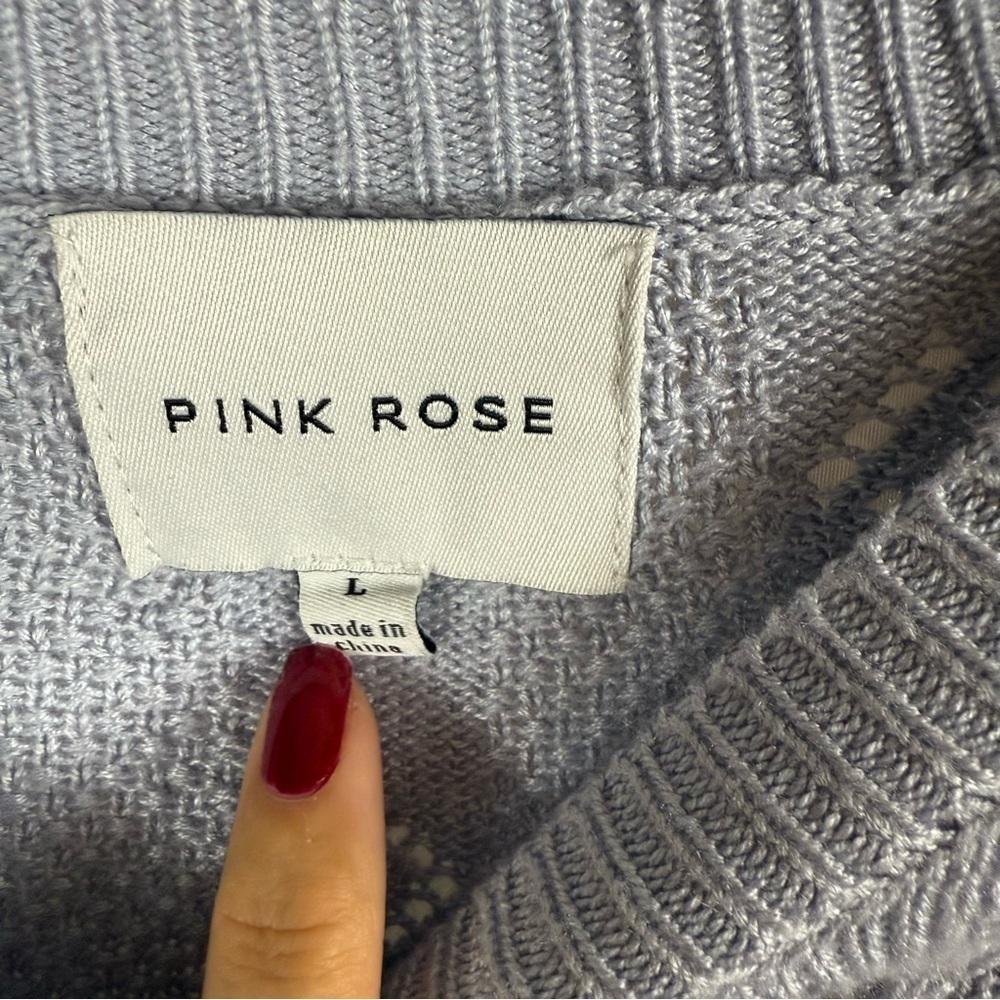 Pink Rose Cardigan Tank sweater baby blue Floral Summer Spring Women size:L - Picture 7 of 14